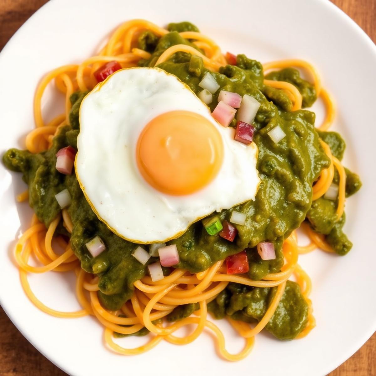 Chilaquiles verdes con huevo estrellado