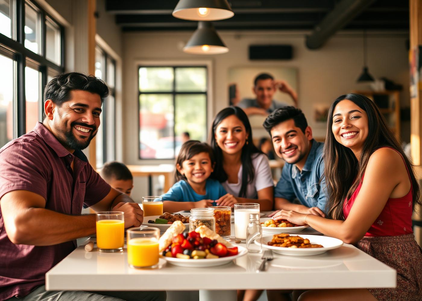 Familia tapatía desayunando en El Jarro