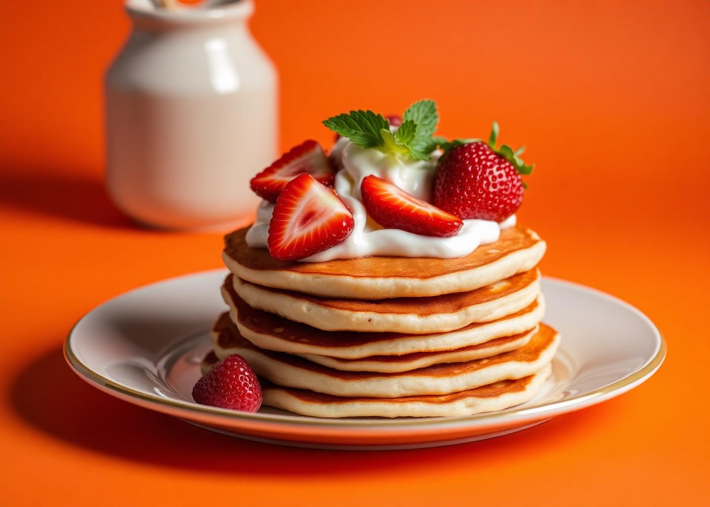 Hotcakes con fresas y crema de El Jarro Guadalajara